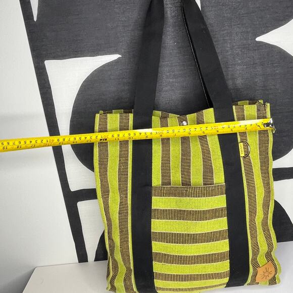 Goodee x Cartiera EFI Bassi Cotton Canvas Shopper Market Tote Green Stripe - Picture 4 of 8
